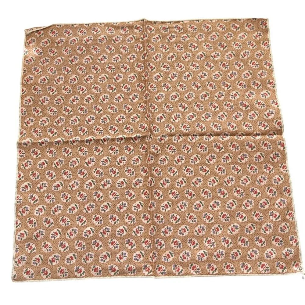 VTG Cloth Napkins Rust Blue Brown Set of 4 Small Floral Square 16